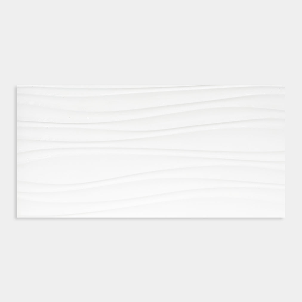 Gloss White 3D Wave Duraglaze Tile 300x600