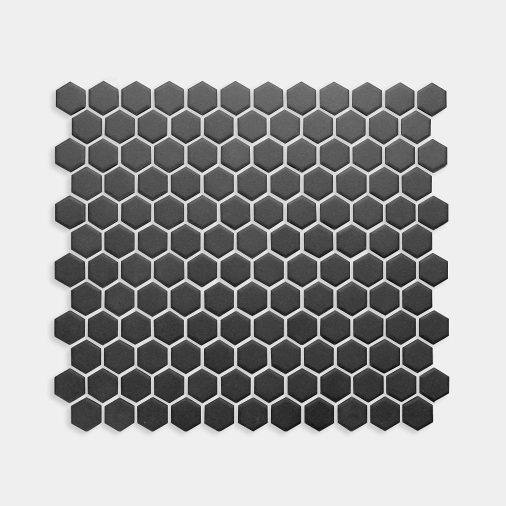Black Matt Unglazed Hexagon Mosaic 260x300