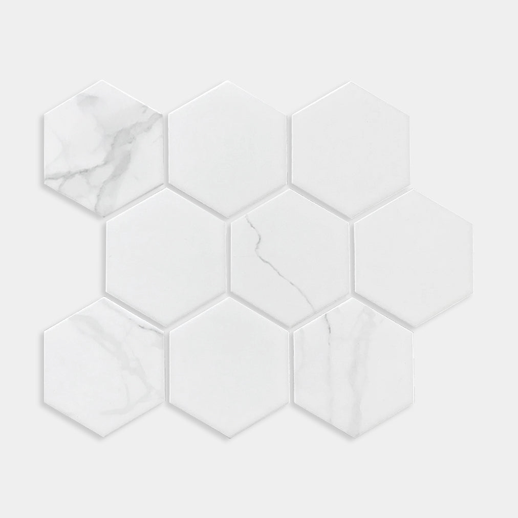 Carrara Hexagon Mosaic Large 295x256
